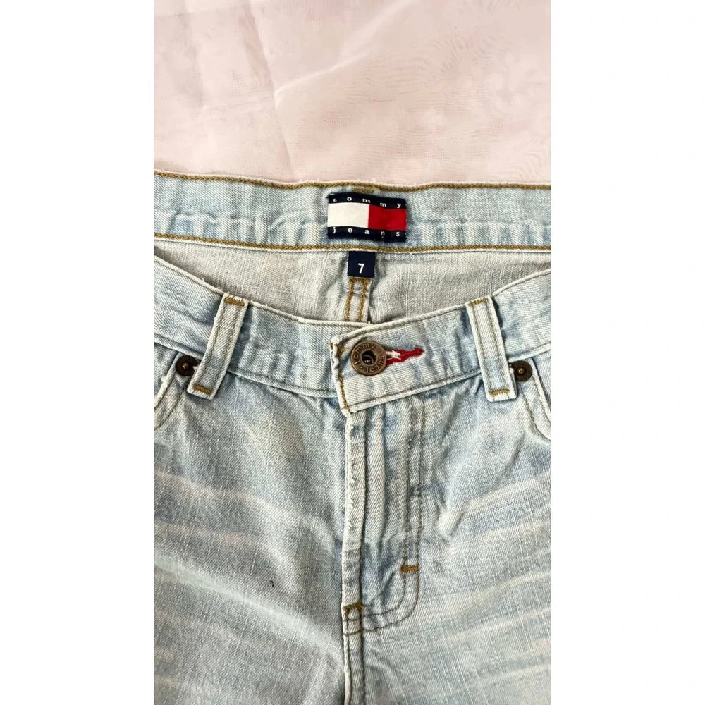 Tommy Jeans Women's 7 Light Wash Wide Leg Denim Y2K Vintage Tommy Hilfiger Jeans
